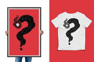 Dragon question mark| T-Shirt design