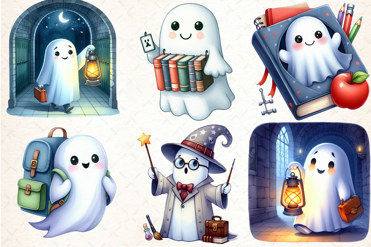 Ghost School Clipart PNG, an Illustration by DreamCafeArt (Photo 5 of 5)