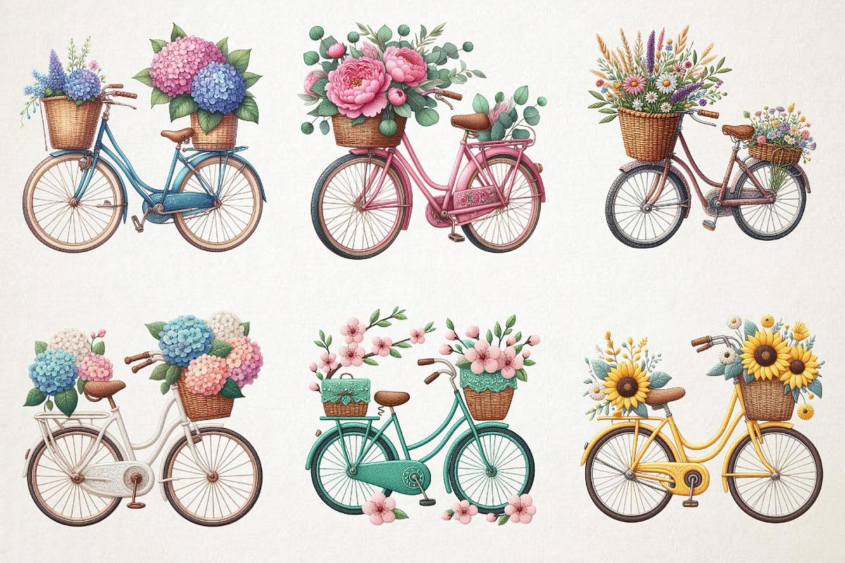 Embroidery Bicycle Clipart Bundle, an Illustration by RobertsArt (Photo 6 of 7)