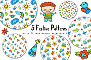 Summer Doodle Kids Clipart + Pattern, a Decorative Illustration by RabbitAndPencil (Thumbnail 4 of 6)