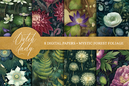 Mystical Forest Foliage Patterns, a Pattern Graphic by The Dutch Lady Designs
