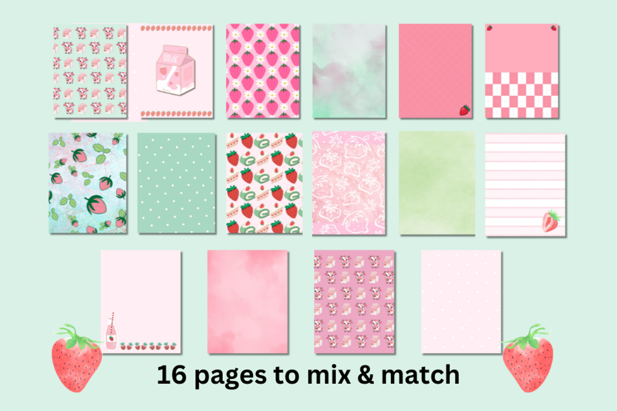 Strawberry Theme Digital Paper JPG, a Pattern Graphic by Pixels N Bows (Photo 2 of 3)