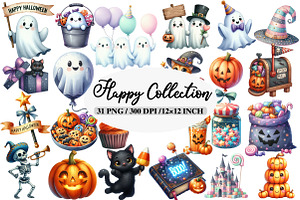 Happy Halloween Collection Clipart, an Illustration by Daily.Designs
