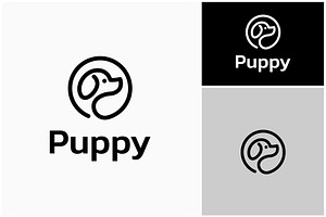 Dog Puppy Circle Logo