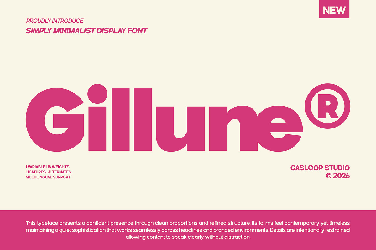 Gillune - Geometric Sans Font, a Sans Serif Font by Casloop Studio (Photo 1 of 10)