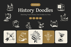 Animated History Drawing Art Set, an Outline Icon by Vectors Market