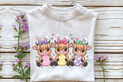 Cool Highland Cow Easter PNG, Bunny, an Illustration by CraftArtStudio (Thumbnail 3 of 4)