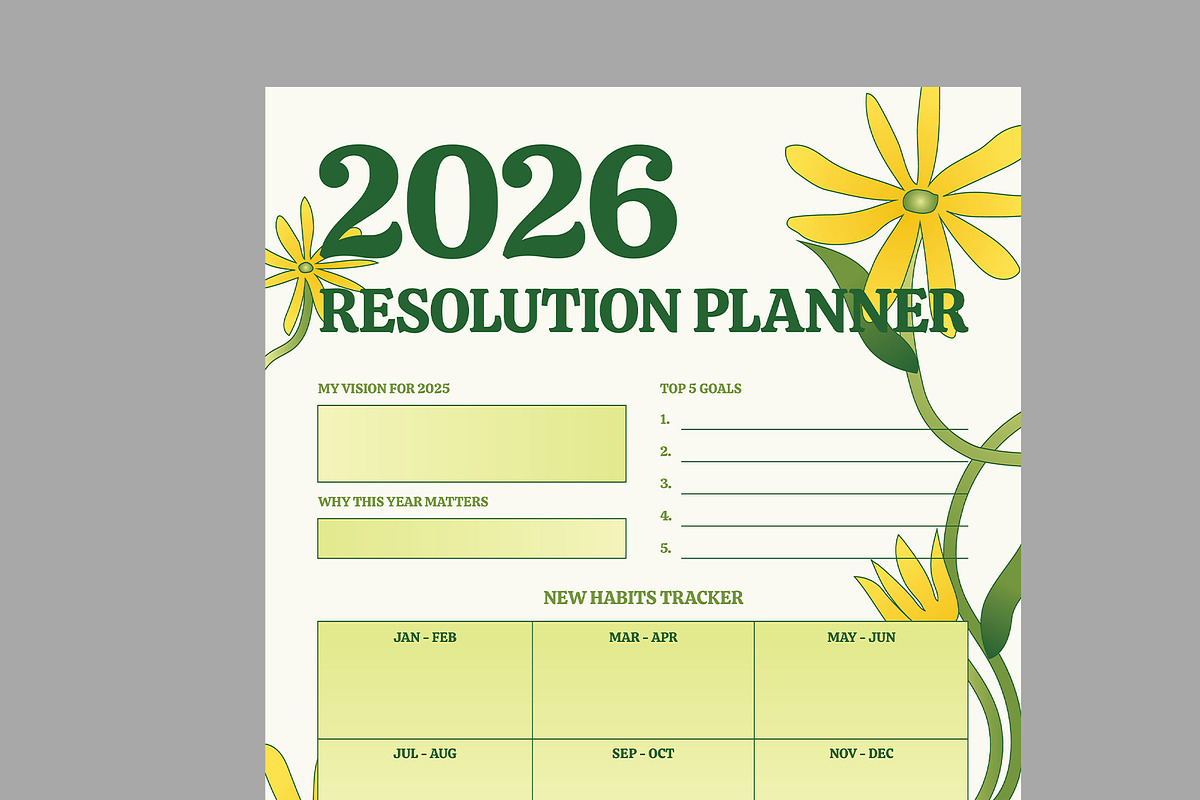 New Year Resolution Planner, a Stationery Template by Neermana