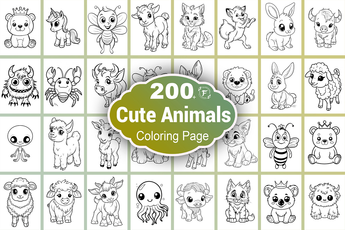 Cute Animals Coloring Page, a Graphic by Forhadx5 (Photo 1 of 12)