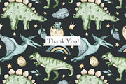 Watercolor cute dinosaurs set, an Animal Illustration by OrangePeafowlArt (Thumbnail 11 of 11)