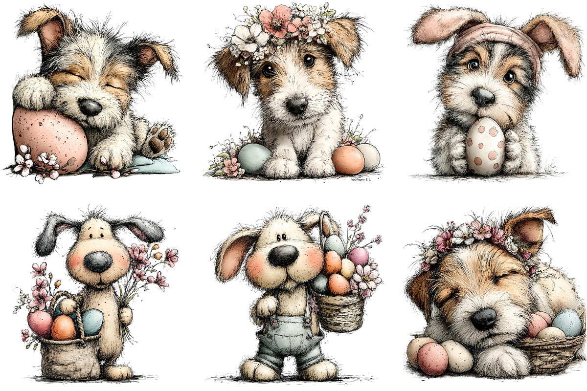 Whimsical Easter Dogs Clipart, an Illustration by Sublimation Artist (Photo 7 of 7)