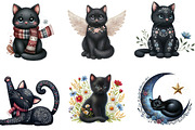 Embroidered Black Cats Clipart, an Illustration by DreamArtGraphic (Thumbnail 2 of 4)