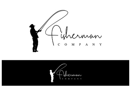 Fisherman Logo Fishing With a Rod, a Branding & Logo Template by Atlantis Desain