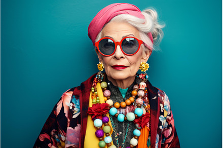 Stylish senior woman embracing, a Beauty & Fashion Photo by Ylivdesign