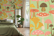 Woodland Mushrooms pattern & clipart, a Seasonal Illustration by Carpet Tapete Pretzel (Thumbnail 5 of 13)