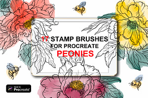 Stamp Brushes For Procreate Peonies