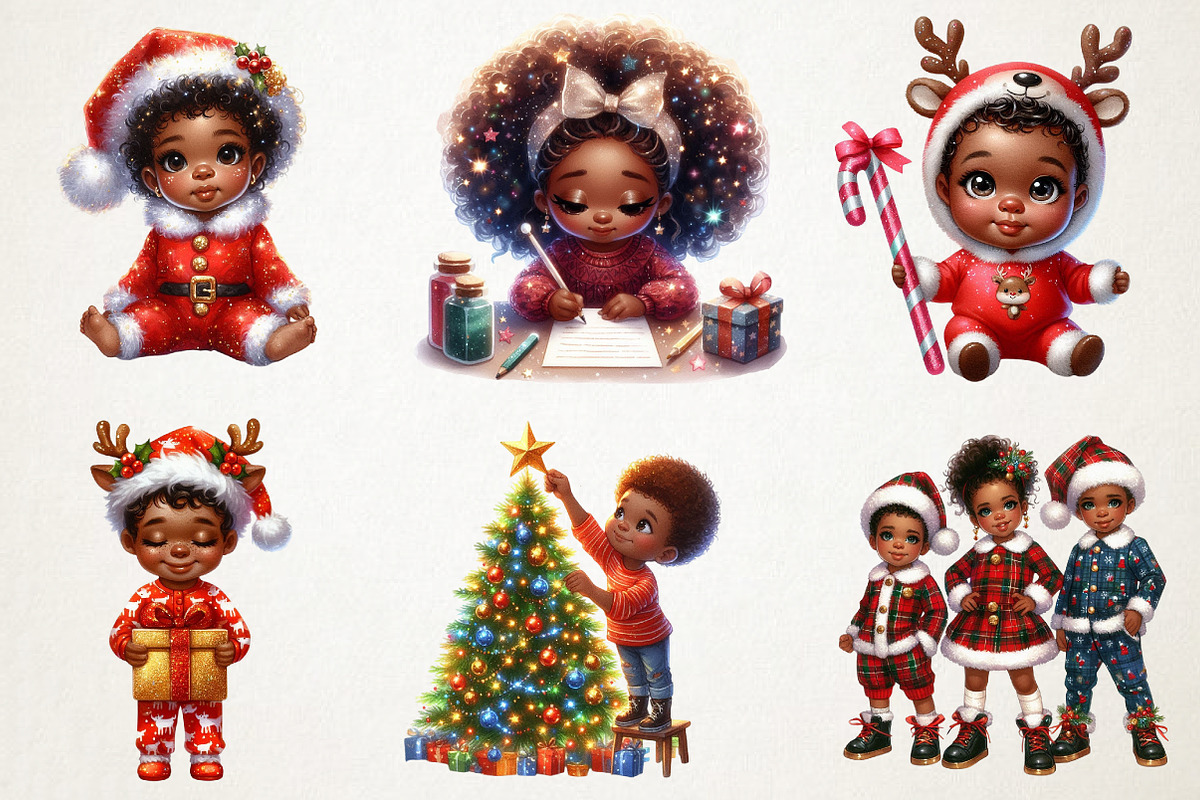 African American Christmas Clipart, an Illustration by RobertsArt (Photo 3 of 7)