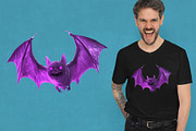 Creepy Neon Bats. Halloween Mascot., an Animal Illustration by KENO Mascots (Thumbnail 8 of 10)