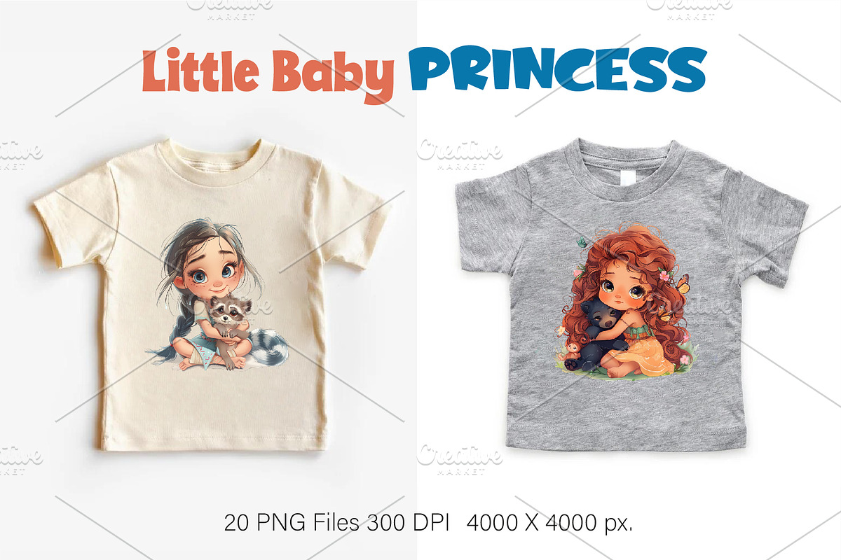 Cartoon Baby Princess.TShirt Sticker, an Animal Illustration by KENO Mascots (Photo 6 of 11)