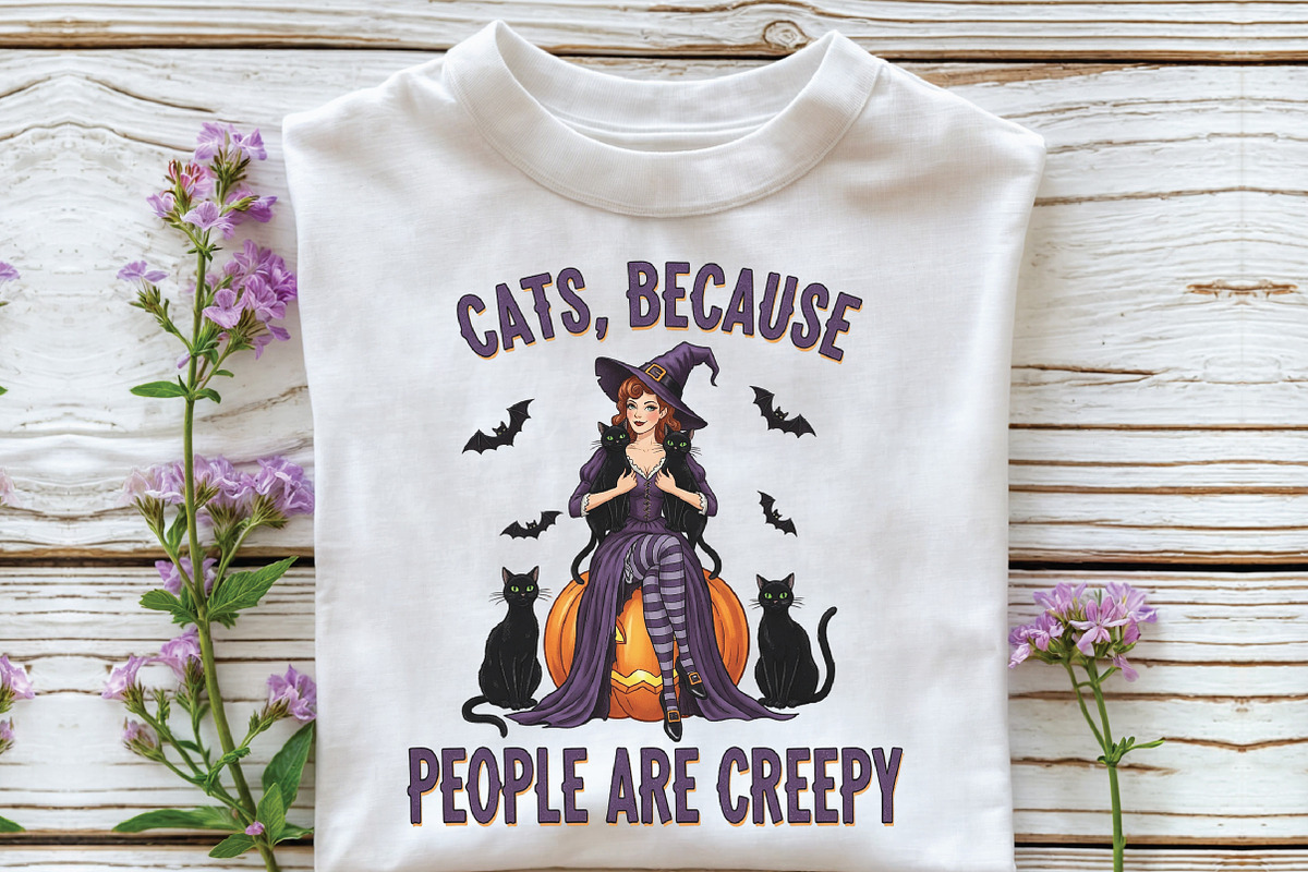 Sarcastic Halloween Cat Witch Creepy, an Illustration by CraftArtStudio (Photo 3 of 4)