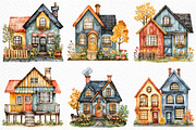 Watercolor Houses Clipart, an Illustration by Craft Nest (Thumbnail 4 of 12)