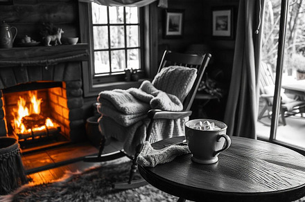 Winter Cabin Serenity, a Holiday Photo by AL's Creative Works