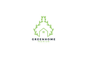 Green Vines Plant With Home Logo