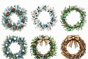 Watercolor Christmas Wreath Clipart, an Illustration by Craft Nest (Thumbnail 5 of 6)