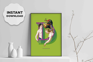 Mythological Alphabet Poster - D