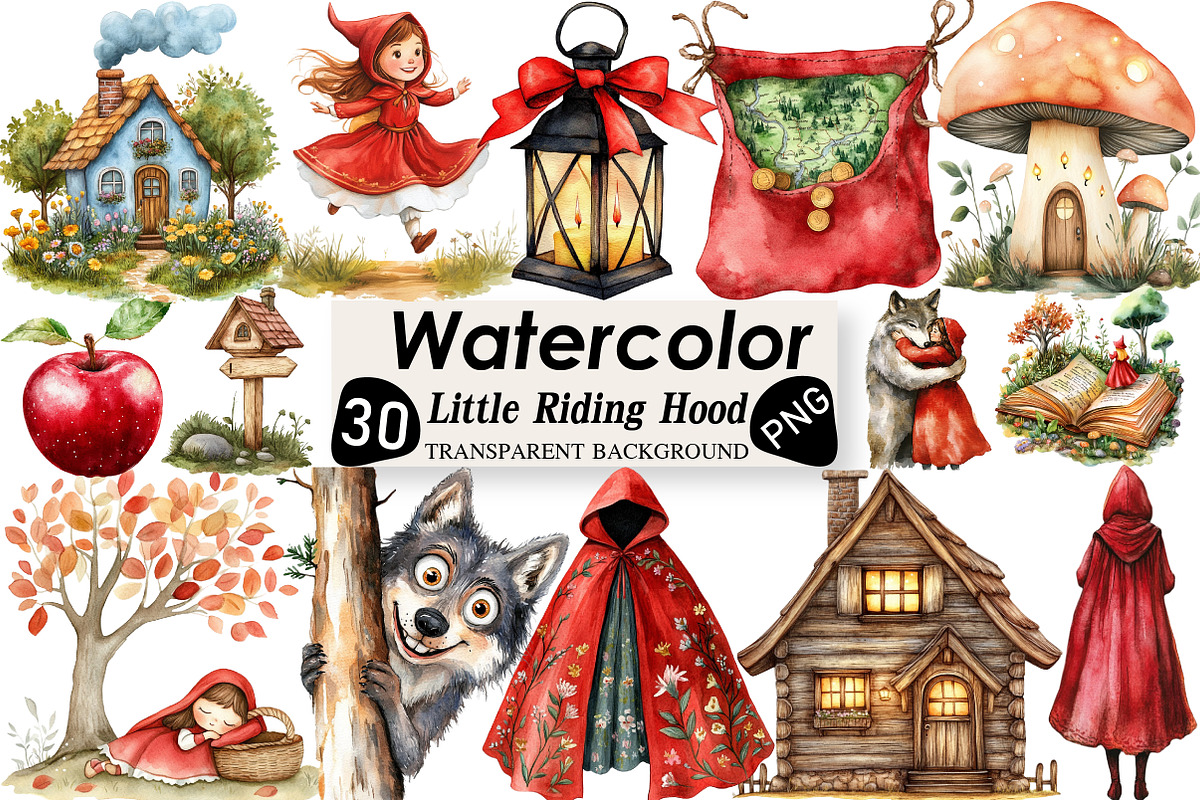 Little Red Riding Hood Clipart, an Illustration by Black Bird Studio (Photo 1 of 6)
