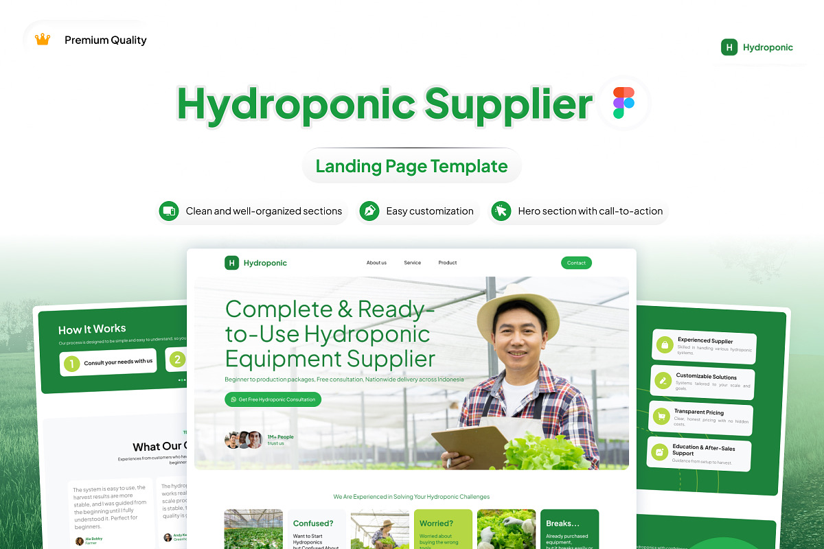 Hydroponic Landing Page Template, a Landing Page Template by Font Kingdom (Photo 1 of 5)