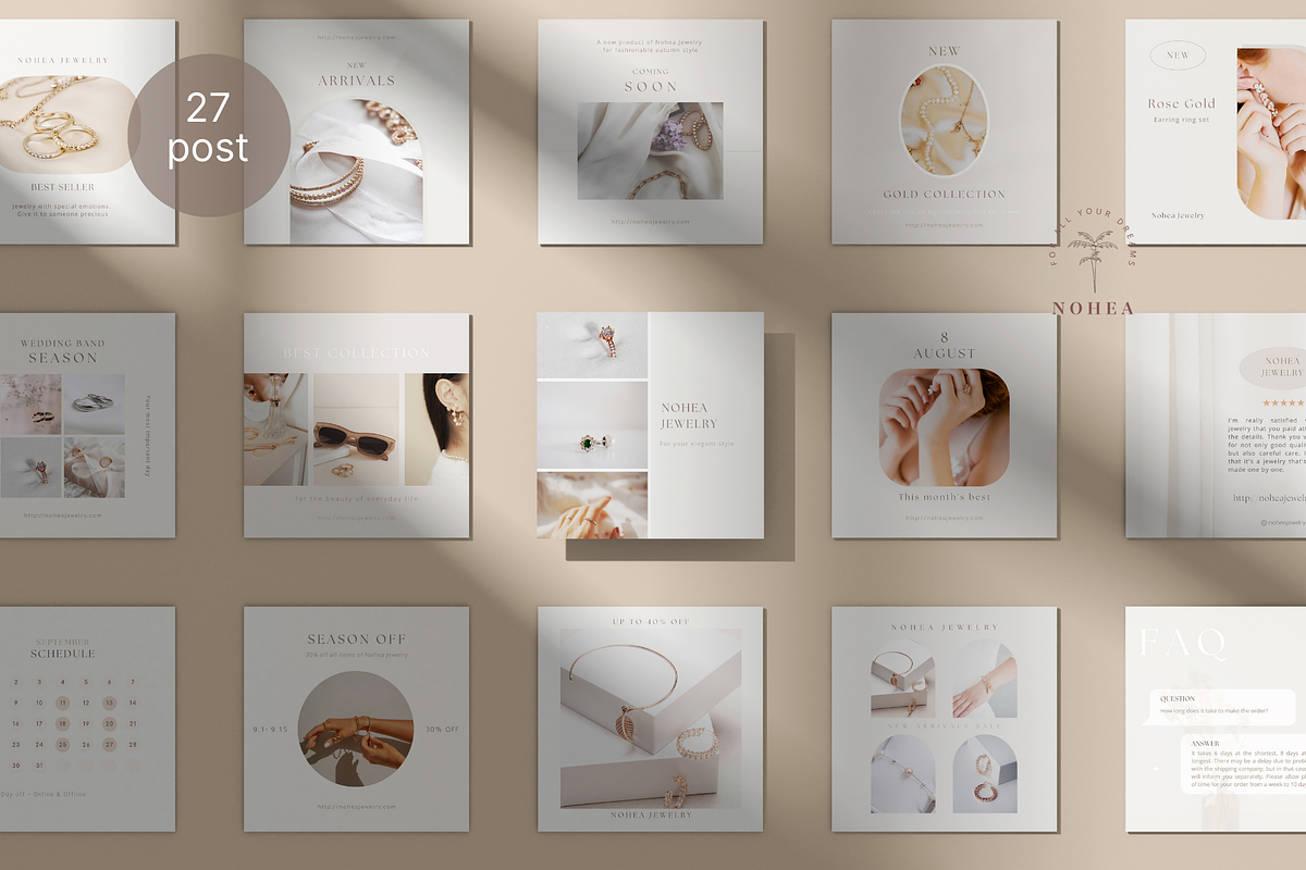 Modern Jewelry Instagram Templates, a Social Media Template by NoheaDesignShop (Photo 4 of 11)