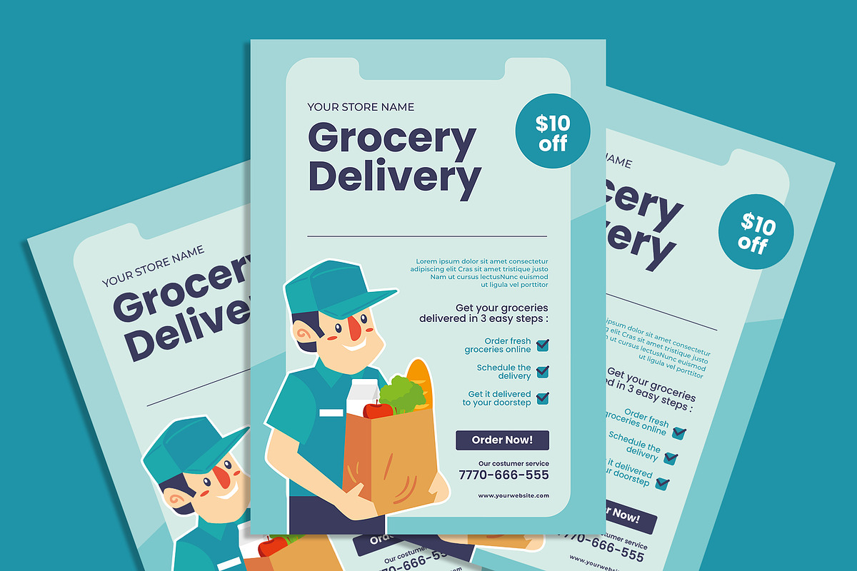 Grocery Delivery flyer, a Flyer Template by AdamHasan (Photo 2 of 3)