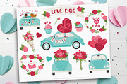 Valentine Car (VW) Clipart, SVG, a Seasonal Illustration by MyClipArtStore (Thumbnail 1 of 2)