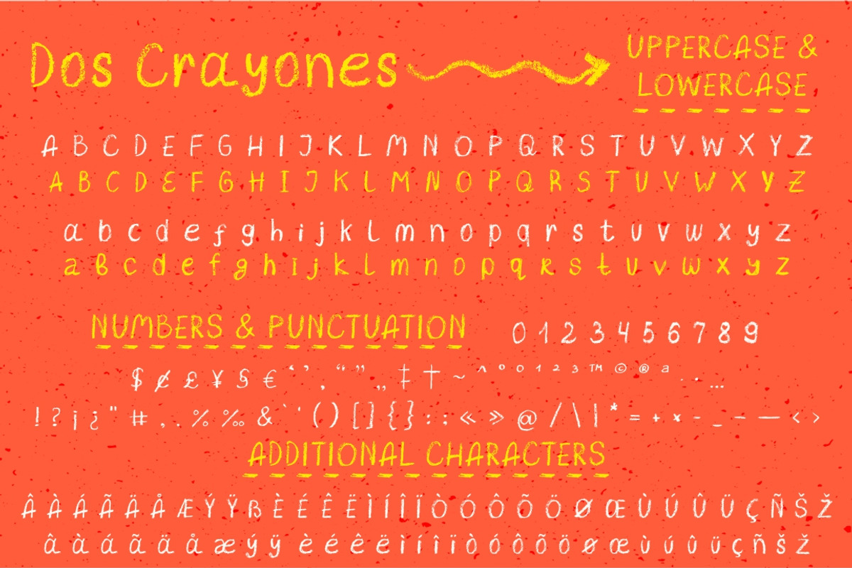 Dos Crayones 2 textured fonts, a Handwritten Font by Fat Hamster (Photo 7 of 18)
