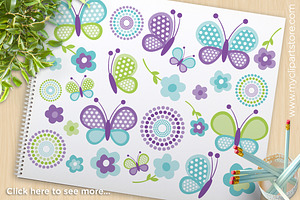 Blue Butterflies - Vector Clipart