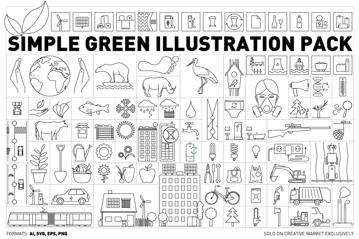 Simple Green Illustration Pack, an Animal Illustration by Jozsef Balazs-Hegedus (Photo 3 of 4)
