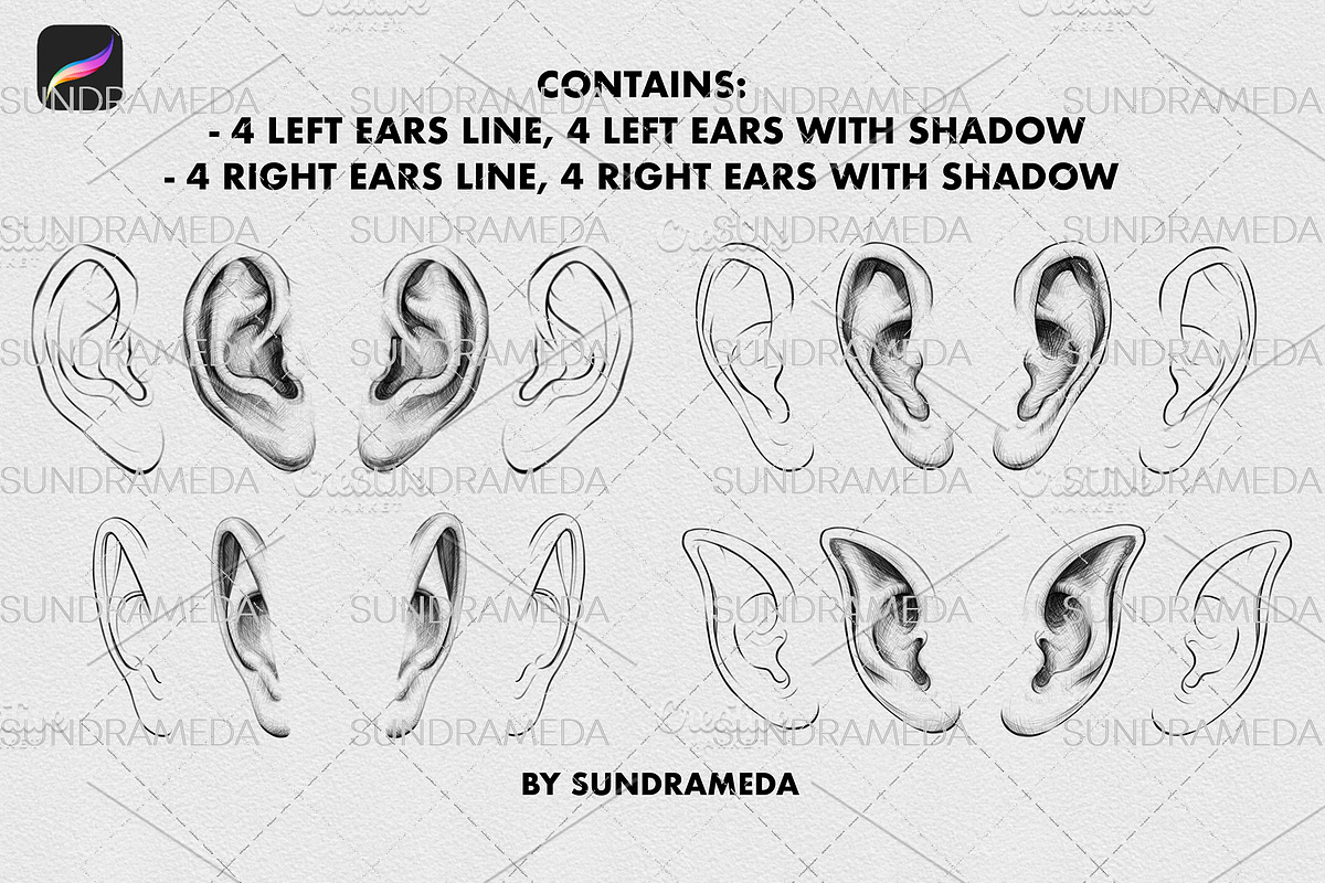 Ears Stamp Brushes Procreate, a Brush Add-On by sundrameda (Photo 2 of 4)