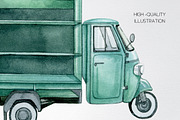 Watercolor farm food market car, a Transportation Illustration by yana.fefelova (Thumbnail 4 of 4)