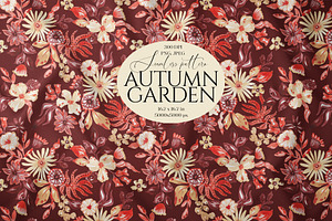 Watercolor Autumn Floral Pattern