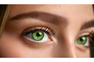 Close-up of vibrant green eye with, a Beauty & Fashion Photo by Igor Tichonow