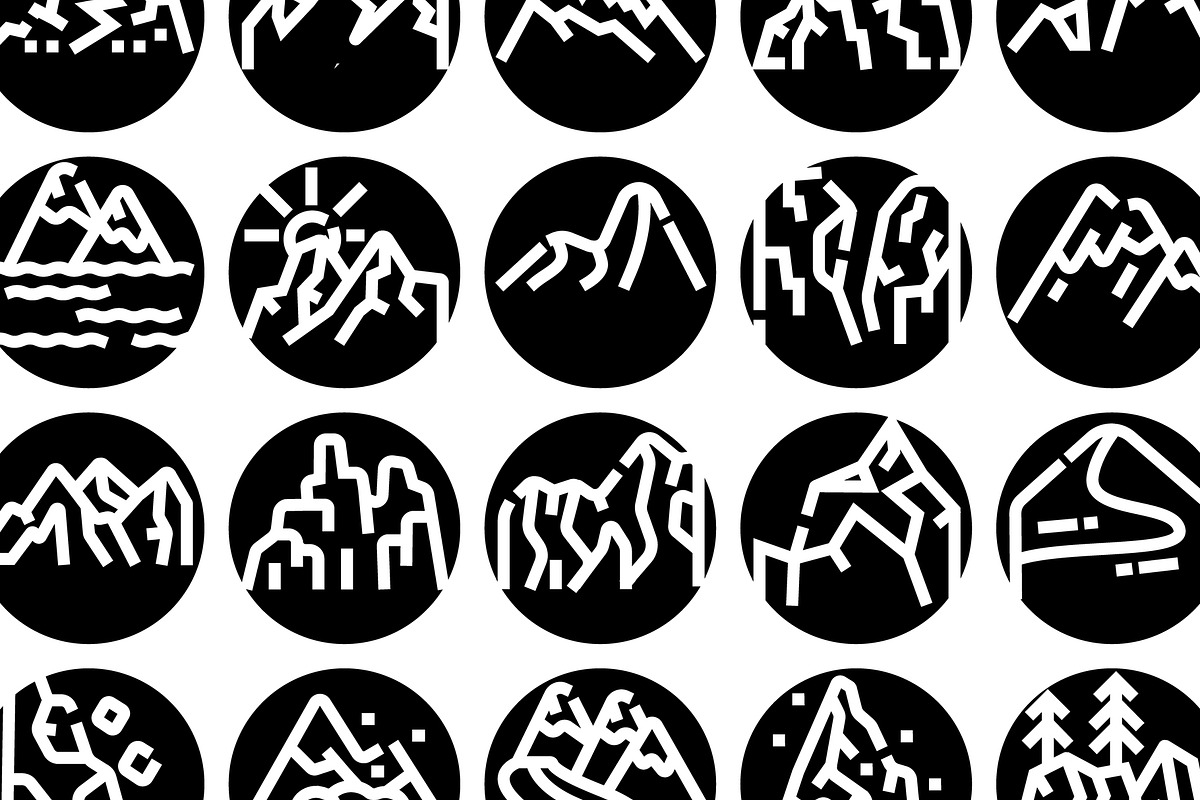 Mountain peaks line art icons set, an Object Graphic by pikepicture (Photo 3 of 3)