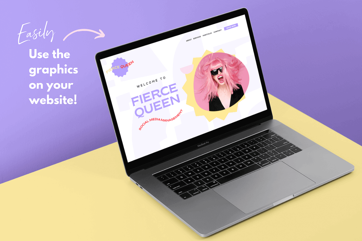 Fierce Queen Canva logo & brand kit, a Branding & Logo Template by Kurly Creative (Photo 8 of 13)