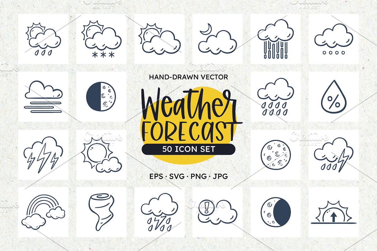 WEATHER FORECAST DOODLE ICONS, an Outline Icon by insemar (Photo 1 of 4)