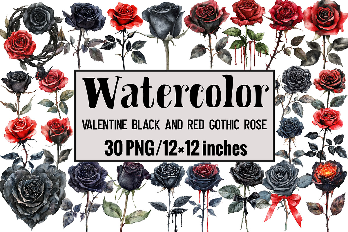 Valentine Black and Red Gothic Rose, an Illustration by Design Market (Photo 1 of 3)