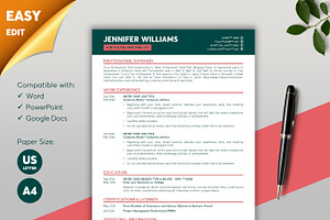 ATS Resume CV Word & Google Docs 45, a Resume Template by MrCam Template Resume|CV