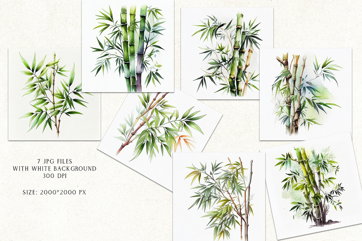 Watercolor Bamboo Trees, a Decorative Illustration by Vasmila (Photo 7 of 8)