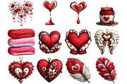 Watercolor Valentine Clipart, an Illustration by DreamArtGraphic (Thumbnail 3 of 4)