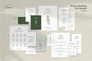 Green Floral Wedding Bundle Template, a Stationery Template by Paraná Studio (Thumbnail 1 of 23)