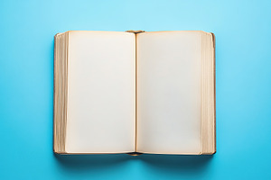 New blank book ready for thoughts and creativity on a blue background, a Background Photo by AlyaAnd